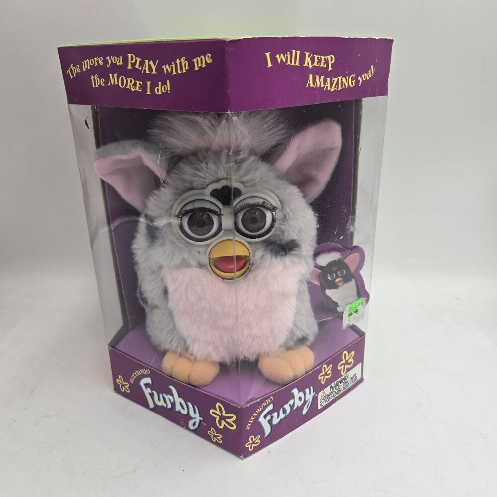 Vintage 1998 Furby Tiger Electronics Gray Pink Original Box Model 70-800 NOS